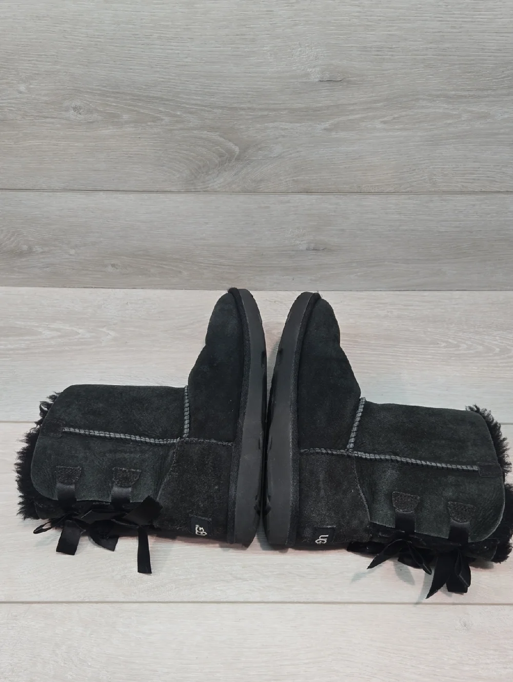 Ugg Australia Big Girl Black Shearling Lined Suede Winter Boots Shoes Sz 3